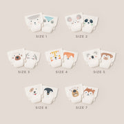 Kit & Kin newborn nappies to toddler from size 1-7 with 2 cute animal prints per size
